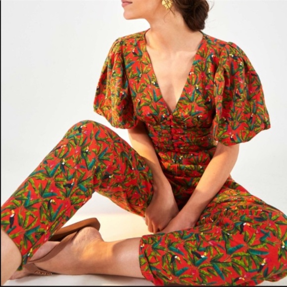 FARM Rio Pants - FARM RIO - Tucano Paradise Open Back Jumpsuit (Size L, worn a dozen times ).